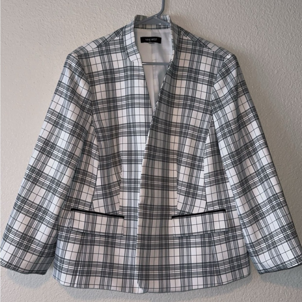 Nine West Monochrome Plaid Blazer